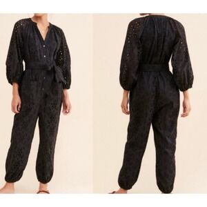 Cleobella Penelope Eyelet Jumpsuit Black Size Large